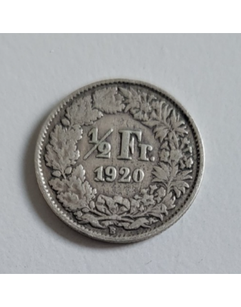 1/2 franc suisse argent Helvetia debout 1920 B (251)