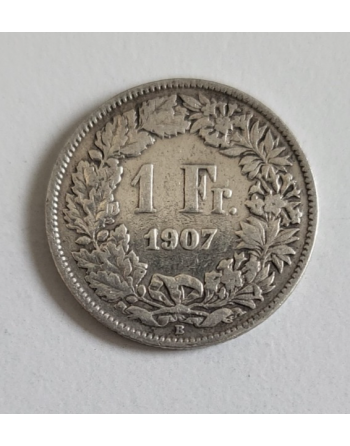 1 Franc suisse argent Helvetia debout 1907 B (268)