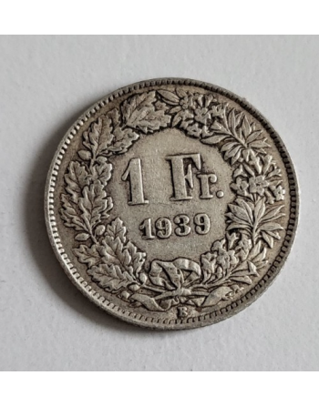1 Franc suisse argent Helvetia debout 1939 B (274)