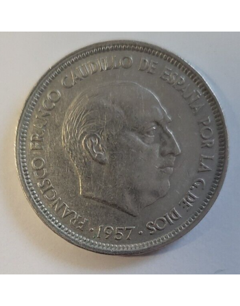 50 pesetas cuivre Franco 1957 grand modèle (182) — photo 2