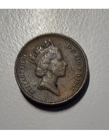 One pound 1 livre laiton de nickel Elizabeth II 1987 (194) — photo 2