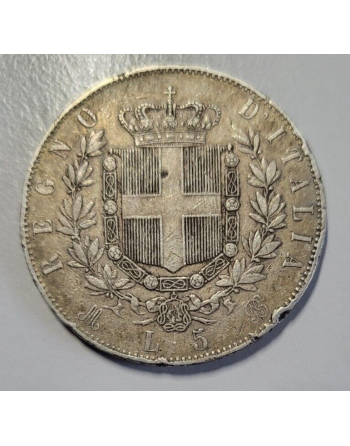 5 lires argent Victor Emmanuel II 1873 M BN (209) — photo 2