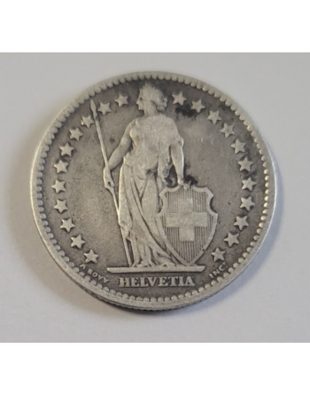 2 francs suisse argent Helvetia debout 1875 B (220) — photo 2