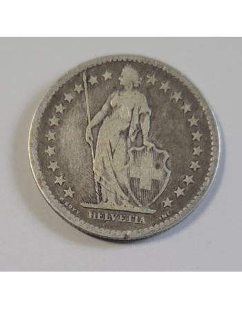 2 francs suisse argent Helvetia debout 1878 B (221) — photo 2