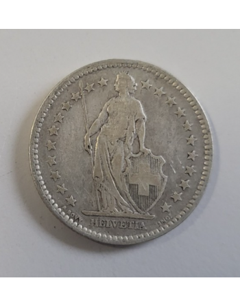 2 francs suisse argent Helvetia debout 1886 B (222) — photo 2