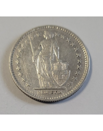 2 francs suisse argent Helvetia debout 1922 B (224) — photo 2