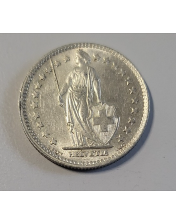 2 francs suisse argent Helvetia debout 1964 B (227) — photo 2