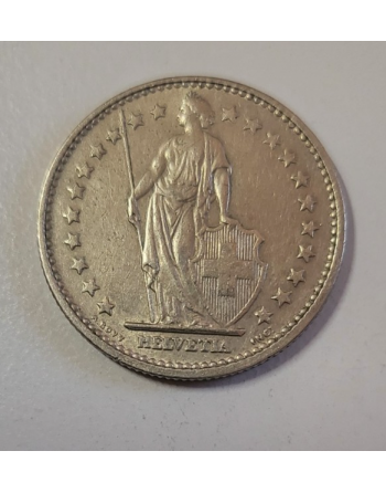 2 francs suisse cupronickel Helvetia debout 1968 (229) — photo 2