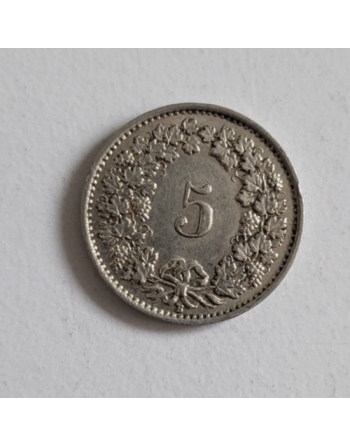 5 centimes suisse nickel Tête de Libertas 1934 B (287) — photo 2