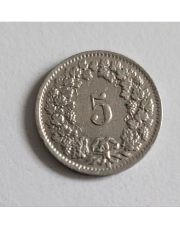 5 centimes suisse nickel Tête de Libertas 1939 B (288) — photo 2