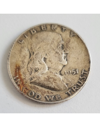 Half dollar américain argent "Franklin" 1951 (304) — photo 2 Half dollar américain argent "Franklin" 1951 (304) — photo 2