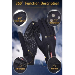 HKXY Gants de vélo, moto noirs hiver Taille L — photo 2