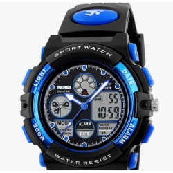 MONTRE SKMEI SPORT 1163 - NOIRE AVEC GARNITURE BLEUE 4