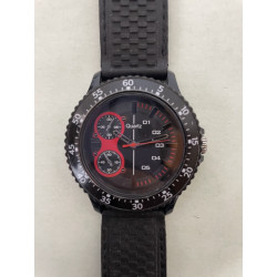 Montre à quartz noire et rouge pour hommes. 15