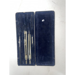 Ancien Vintage Boite de COMPAS en métal Dessin industriel